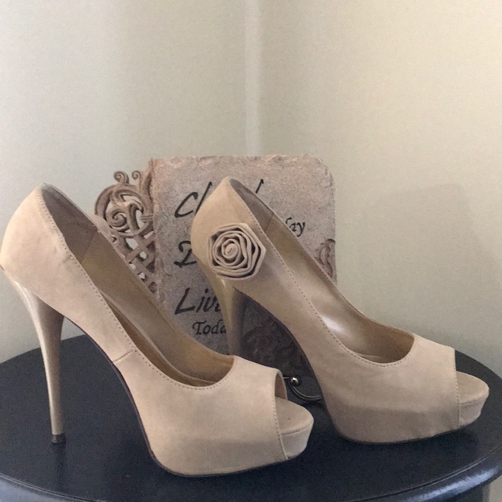 Fahrenheit Taupe Suede High Heel